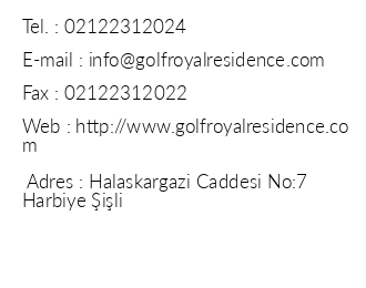 Golf Royal Residence iletiim bilgileri